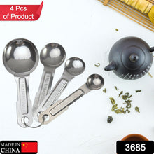 3685 Stainless Steel Measuring Spoons, 4pcs/set Durable Anti Rust Measuring Spoon Set Universal for Kitchen Baking.