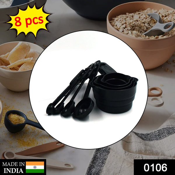 106 Plastic Measuring Cups and Spoons (8 Pcs, Black) LetZcart