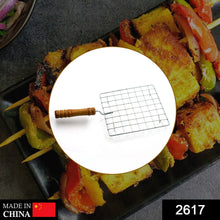 2617 Square Stainless Steel Barbecue Grill with Wooden Handle 