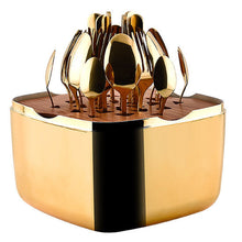 5593 Unique Golden Egg Storage Modern Tableware Steak Knives Fork Flatware Set Royal Spoon Set Tableware Gold Cutlery Set Dishwasher Safe Mirror Finished With Gift Box for Halloween 24Pcs Set)