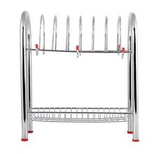 746_Stainless Steel 2 Layer Plate & Bowl Stand Kitchen Utensil Rack/Cutlery Stand 