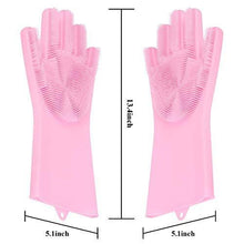0714A Reusable Silicone Cleaning Brush Scrubber Gloves (Multicolor) 