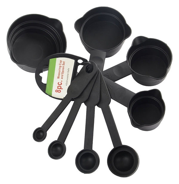 106 Plastic Measuring Cups and Spoons (8 Pcs, Black) LetZcart