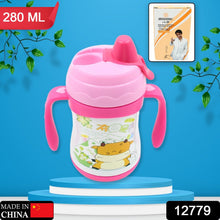 12779 Vacuum Stainless Steel Water Bottle With Carry Handle & Straw Fridge Water Bottle Double Wall, Leak Proof, Rust Proof, Cold & Hot | Leak Proof | Office Bottle | Gym | Home | Kitchen | Hiking | Trekking | Travel Bottle (280 ML)