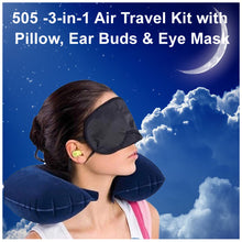 505 -3-in-1 Air Travel Kit with Pillow, Ear Buds & Eye Mask LetZcart WITH BZ LOGO
