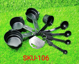 106 Plastic Measuring Cups and Spoons (8 Pcs, Black) LetZcart